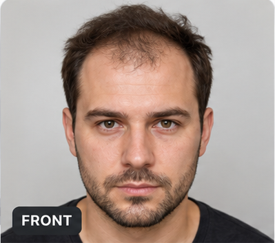 Beispiel für eine geeignete Frontalansicht der Haare
