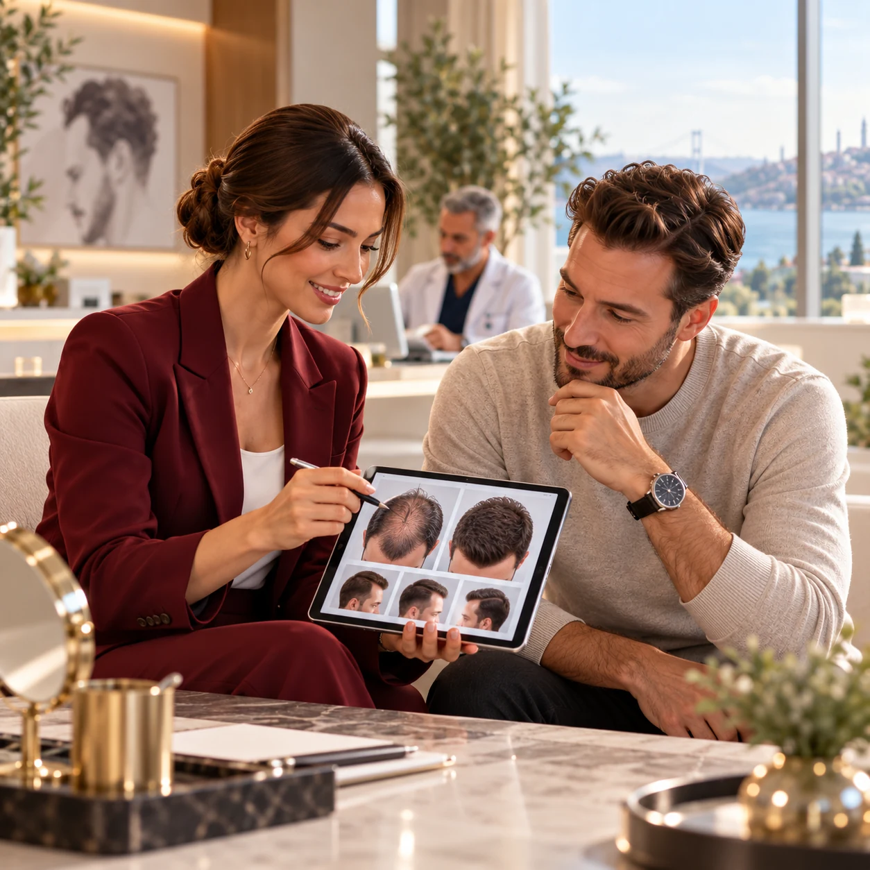 Beratung zur Haartransplantation anhand von Fotos